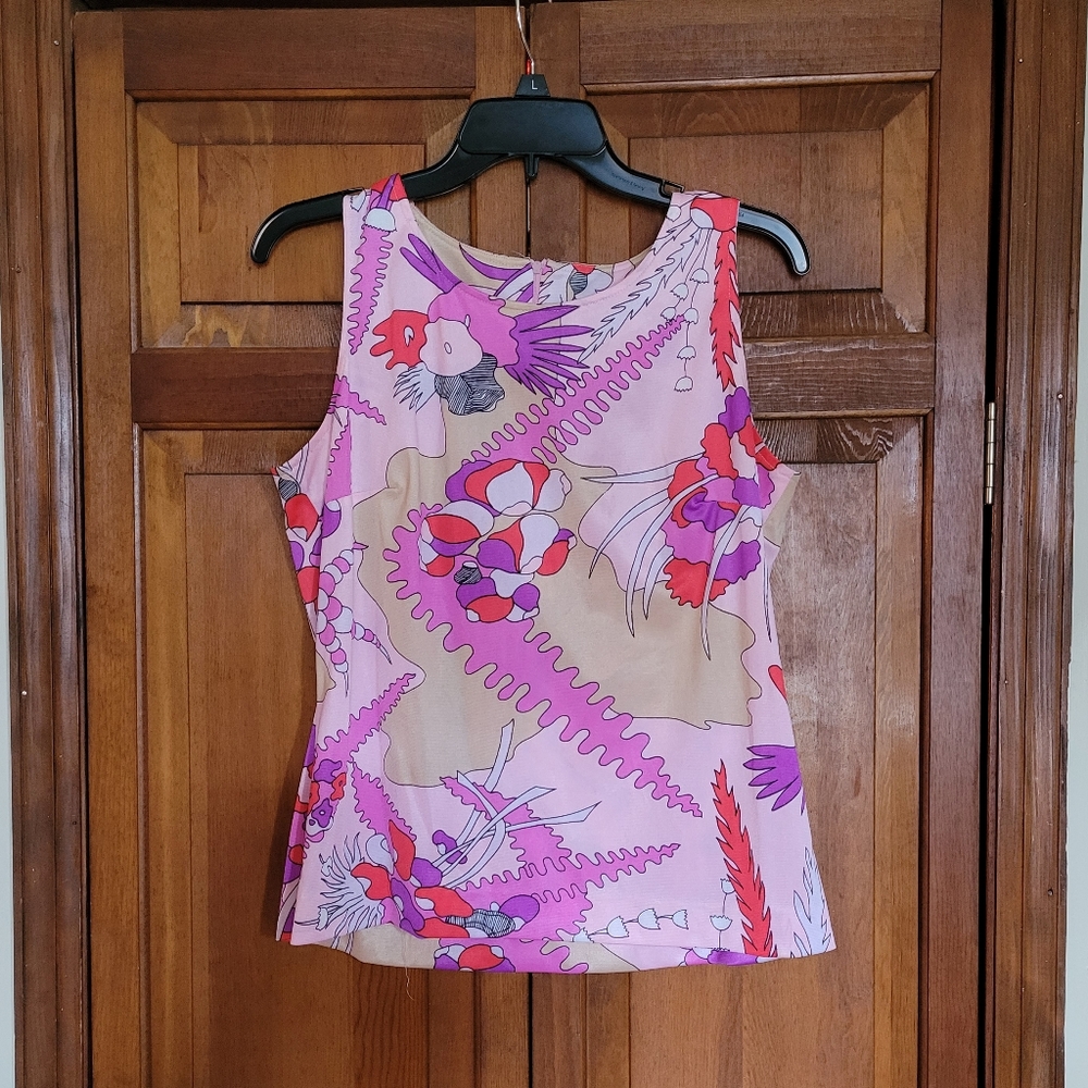 SOLD Vintage 60s mod op art trippy sleeveless tank top